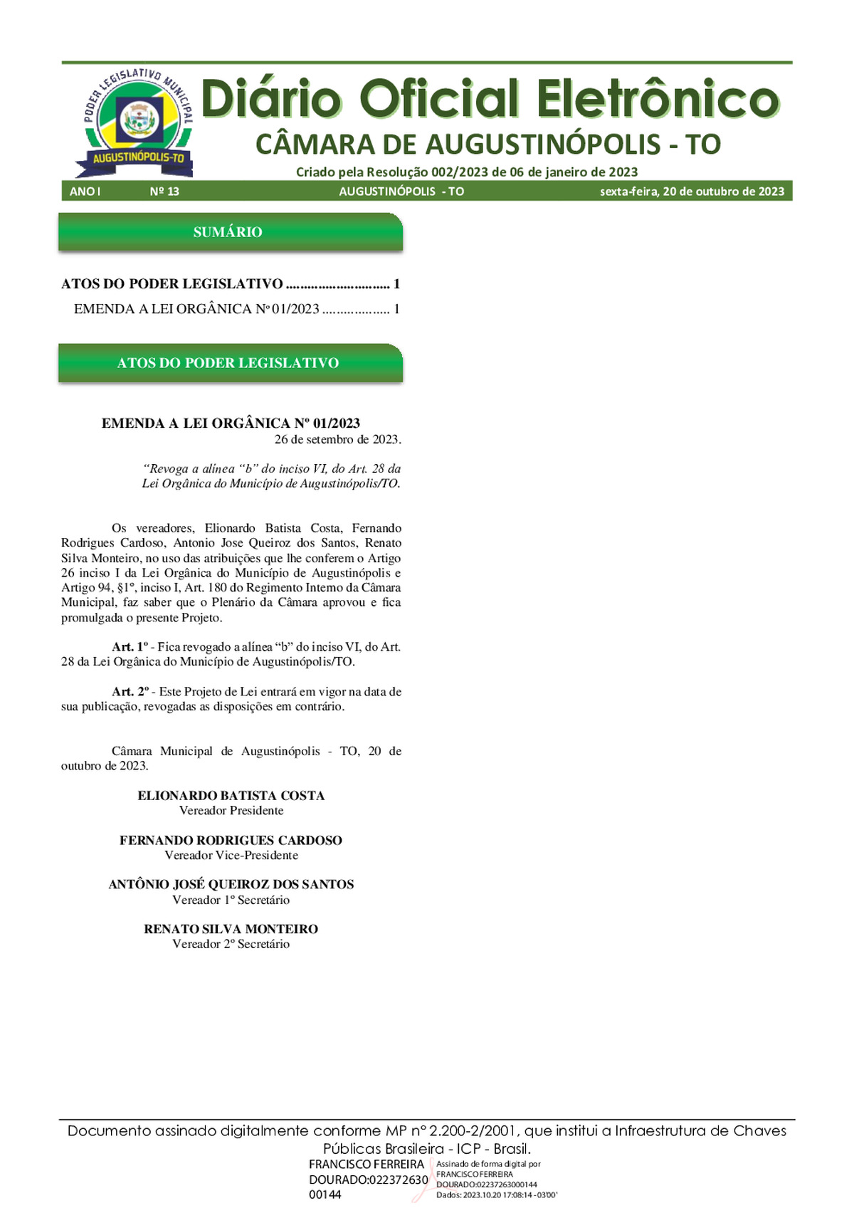 Diário Oficial - Edição 013