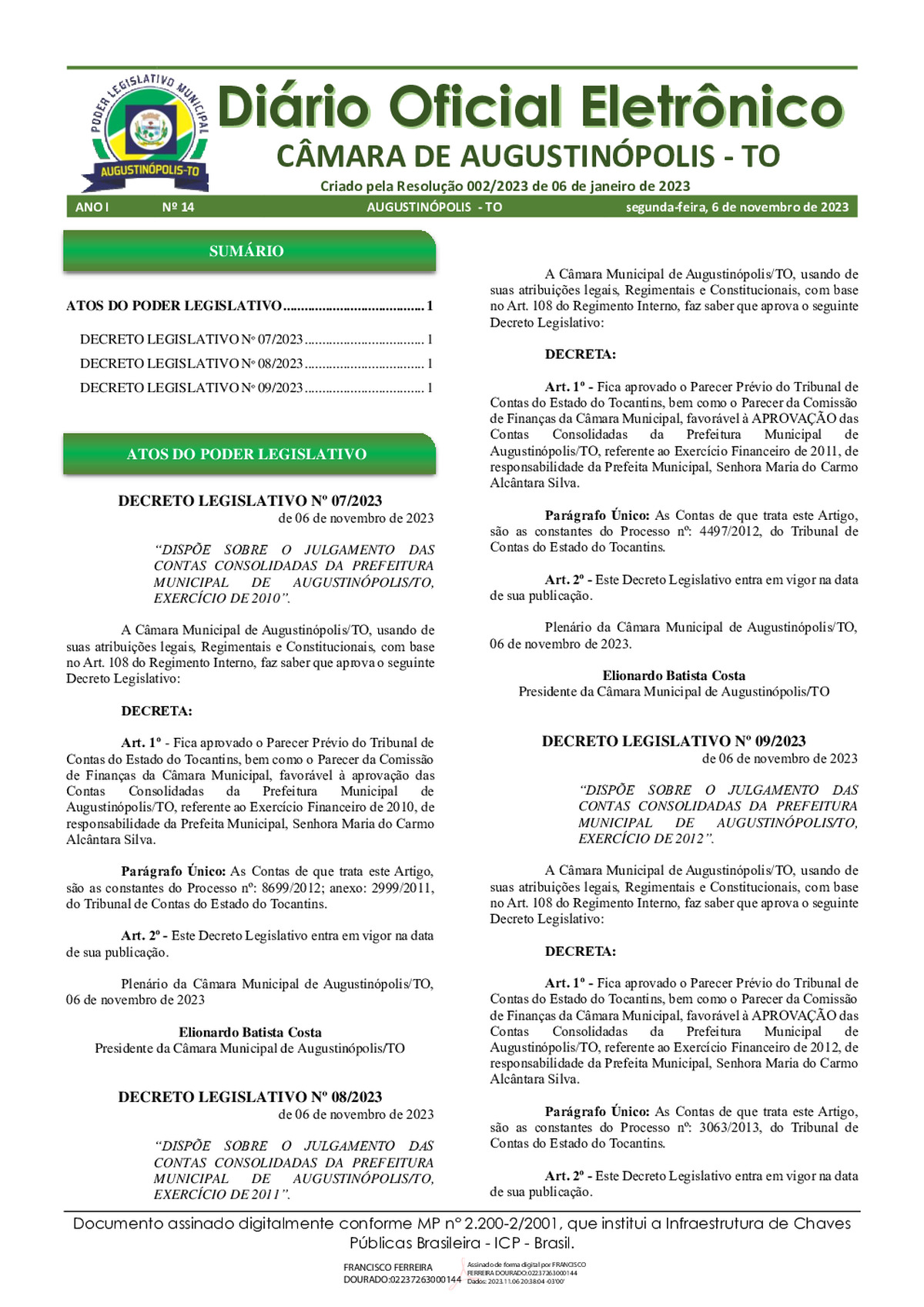 Diário Oficial - Edição 14