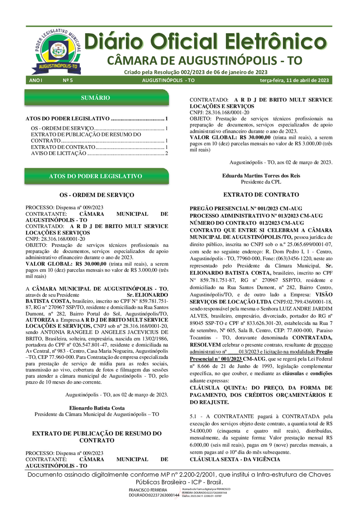 Diário Oficial - Edição 005